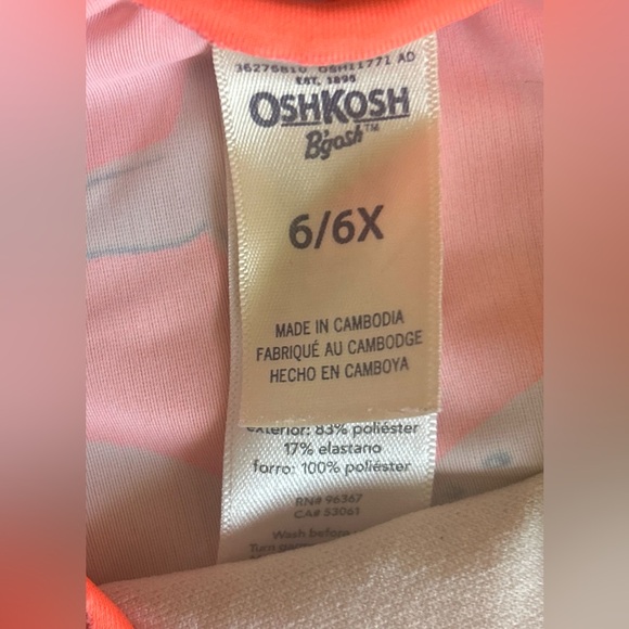 Osh Kosh Orange One Piece Bathing Suit with Shark Print - Picture 3 of 3
